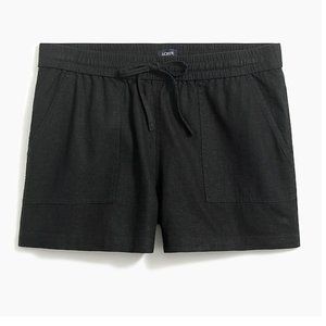 J. Crew Black Linen Blend Drawstring Short